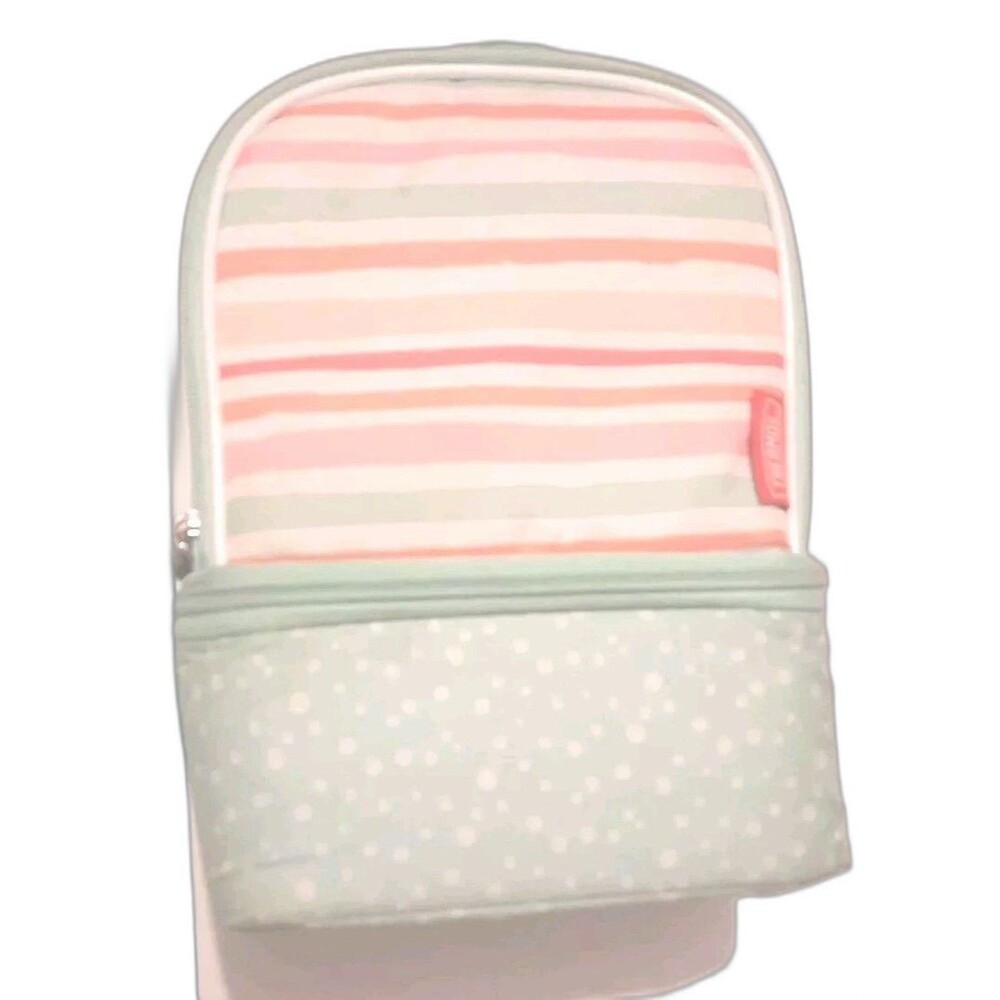 Thermos Lunch Box Green /Pink /Orange Stripes **slight damage See Photos *